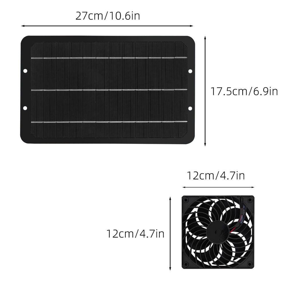 10W 12V Solar Panel Dual Exhaust Fan for Ventilation