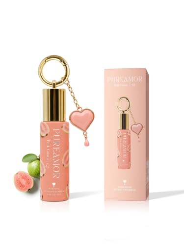 PUREAMOR Pink Guava Perfume Oil for Women, Pheromone Infused Roll-On Fragrance, 30% Extrait de Parfum, Long Lasting Tropical Guava Scent, Travel Size Keychain, 0.2oz / 6ml