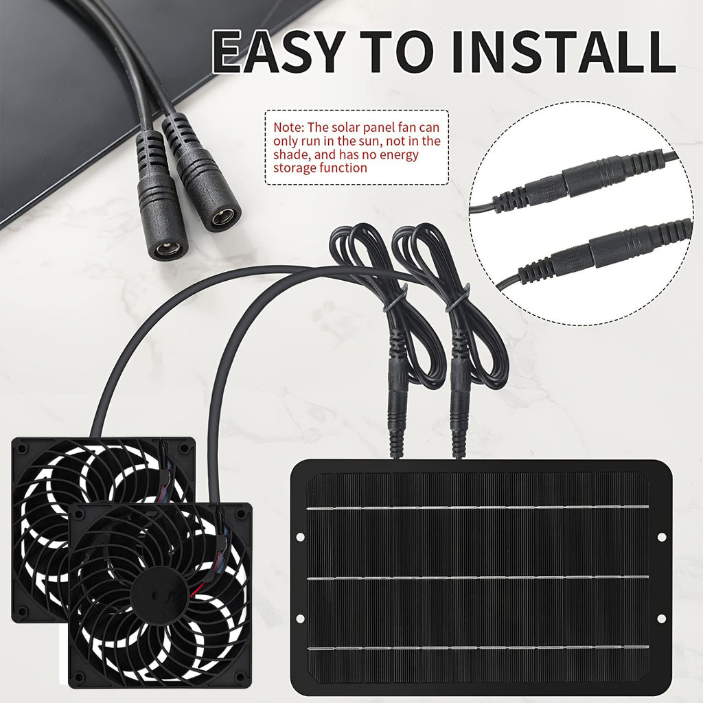 10W 12V Solar Panel Dual Exhaust Fan for Ventilation