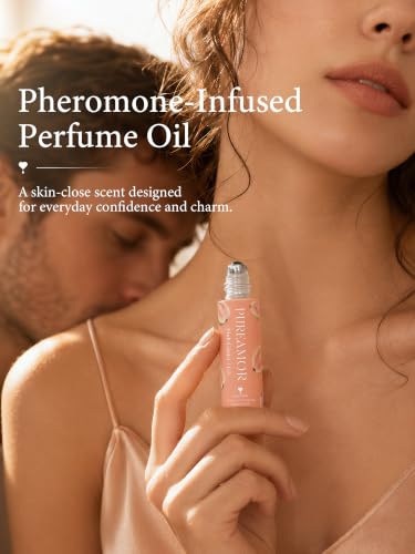 PUREAMOR Pink Guava Perfume Oil for Women, Pheromone Infused Roll-On Fragrance, 30% Extrait de Parfum, Long Lasting Tropical Guava Scent, Travel Size Keychain, 0.2oz / 6ml