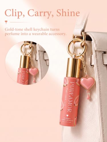 PUREAMOR Pink Guava Perfume Oil for Women, Pheromone Infused Roll-On Fragrance, 30% Extrait de Parfum, Long Lasting Tropical Guava Scent, Travel Size Keychain, 0.2oz / 6ml