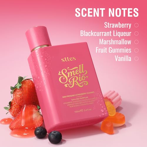 Smell Rio Perfume 606# (Pressable Strawberry Gummies) Hair Perfume for Women – Long-Lasting Strawberry, Candy, Vanilla & Marshmallow Gourmand Fragrance Eau de Parfum 100ml (3.4 fl oz)