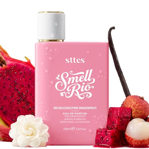 Smell Rio 08# (Delicious Pink Dragonfruit) Eau de Parfum for Women, Fruity Floral Perfume with Pink Dragonfruit, Lychee, Jasmine, Hibiscus, Vanilla & Sun Musk, 100ml/3.4 Fl Oz