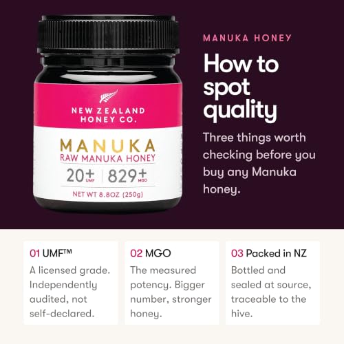 Raw Manuka Honey UMF 20+ MGO 829+, UMF Certified, 3rd Party Tested, 8.8oz