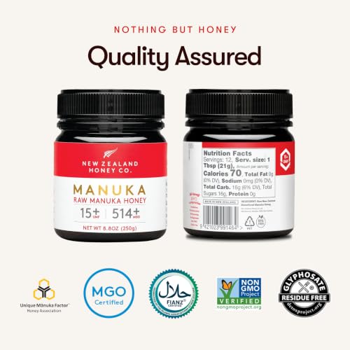 Raw Manuka Honey UMF 15+ MGO 514+, UMF Certified, 3rd Party Tested, 8.8oz