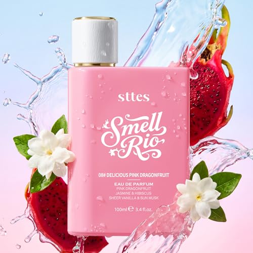 Smell Rio 08# (Delicious Pink Dragonfruit) Eau de Parfum for Women, Fruity Floral Perfume with Pink Dragonfruit, Lychee, Jasmine, Hibiscus, Vanilla & Sun Musk, 100ml/3.4 Fl Oz
