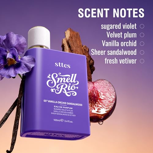 Smell Rio Perfume 05# (Vanilla Orchid Sandalwood) - Eau De Parfum, 100ml/3.4 fl.oz, Purple, Sugared Violet & Plum, Amber & Vetiver Notes