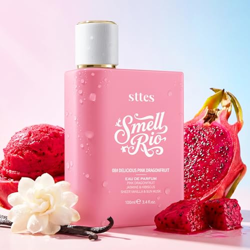 Smell Rio 08# (Delicious Pink Dragonfruit) Eau de Parfum for Women, Fruity Floral Perfume with Pink Dragonfruit, Lychee, Jasmine, Hibiscus, Vanilla & Sun Musk, 100ml/3.4 Fl Oz
