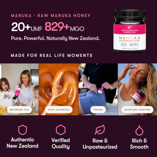 Raw Manuka Honey UMF 20+ MGO 829+, UMF Certified, 3rd Party Tested, 8.8oz