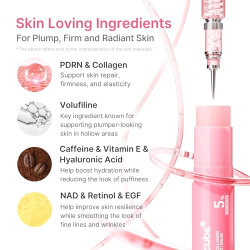medicube PDRN Pink Collagen Volume Multi Balm Stick - Face & Body Balm | Volufiline, PDRN, NAD, Collagen - Under-Eyes, Neck, Forehead, Smile Lines, Lips, Plumping & Radiance for Line Care, K-Beauty