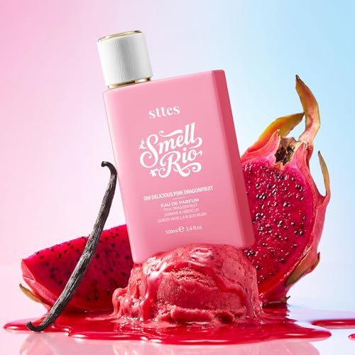 Smell Rio 08# (Delicious Pink Dragonfruit) Eau de Parfum for Women, Fruity Floral Perfume with Pink Dragonfruit, Lychee, Jasmine, Hibiscus, Vanilla & Sun Musk, 100ml/3.4 Fl Oz