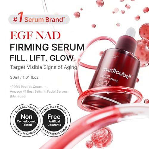 medicube NAD EGF Firming Serum for Face & Neck | Anti-Aging Serum with EGF Peptide, NAD & Collagen - Wrinkle Appearance, Elasticity & Pore Care, Korean Skincare, 1.01 fl.oz