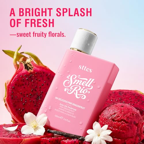 Smell Rio 08# (Delicious Pink Dragonfruit) Eau de Parfum for Women, Fruity Floral Perfume with Pink Dragonfruit, Lychee, Jasmine, Hibiscus, Vanilla & Sun Musk, 100ml/3.4 Fl Oz