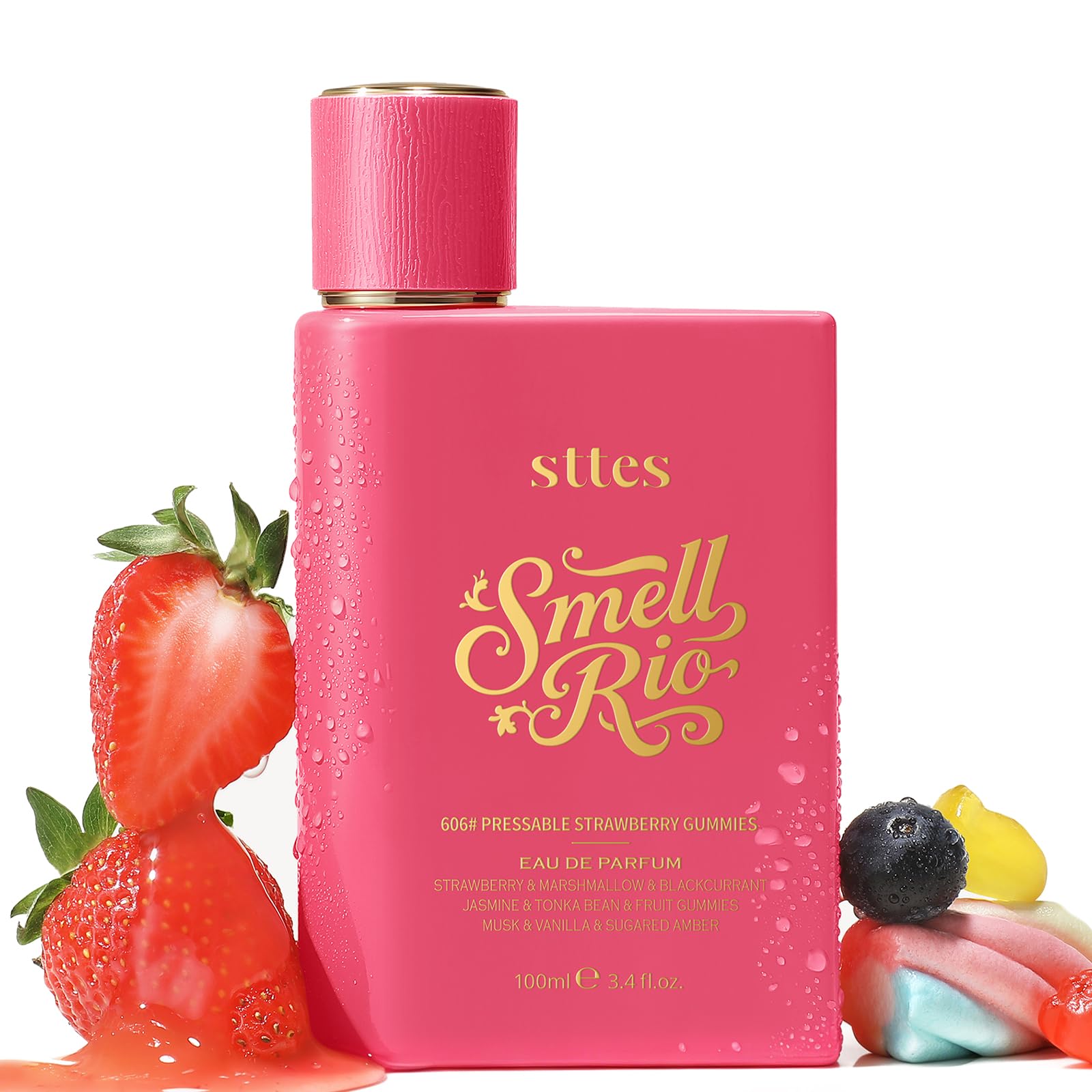 Smell Rio Perfume 606# (Pressable Strawberry Gummies) Hair Perfume for Women – Long-Lasting Strawberry, Candy, Vanilla & Marshmallow Gourmand Fragrance Eau de Parfum 100ml (3.4 fl oz)