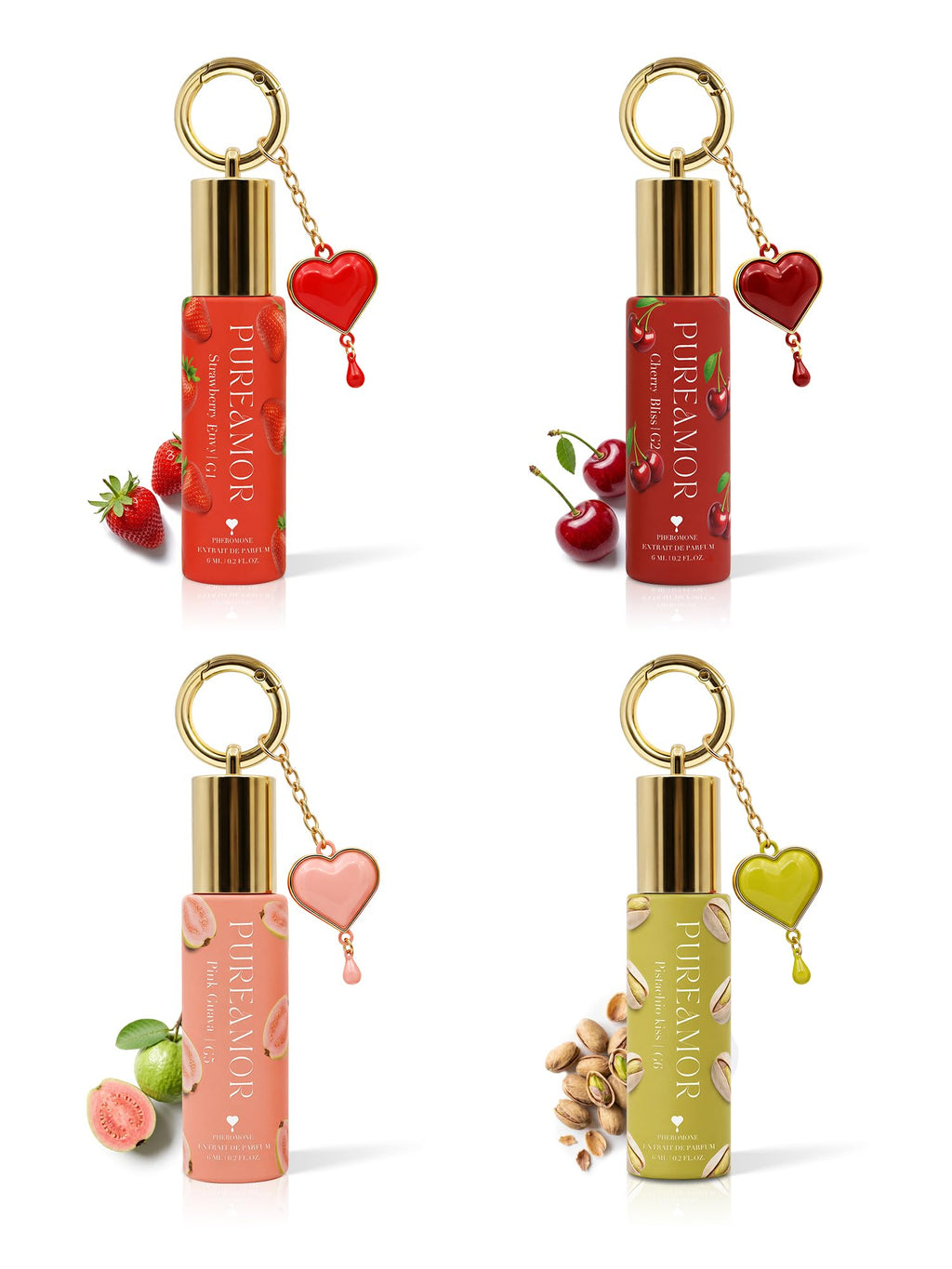 PUREAMOR Pink Guava Perfume Oil for Women, Pheromone Infused Roll-On Fragrance, 30% Extrait de Parfum, Long Lasting Tropical Guava Scent, Travel Size Keychain, 0.2oz / 6ml