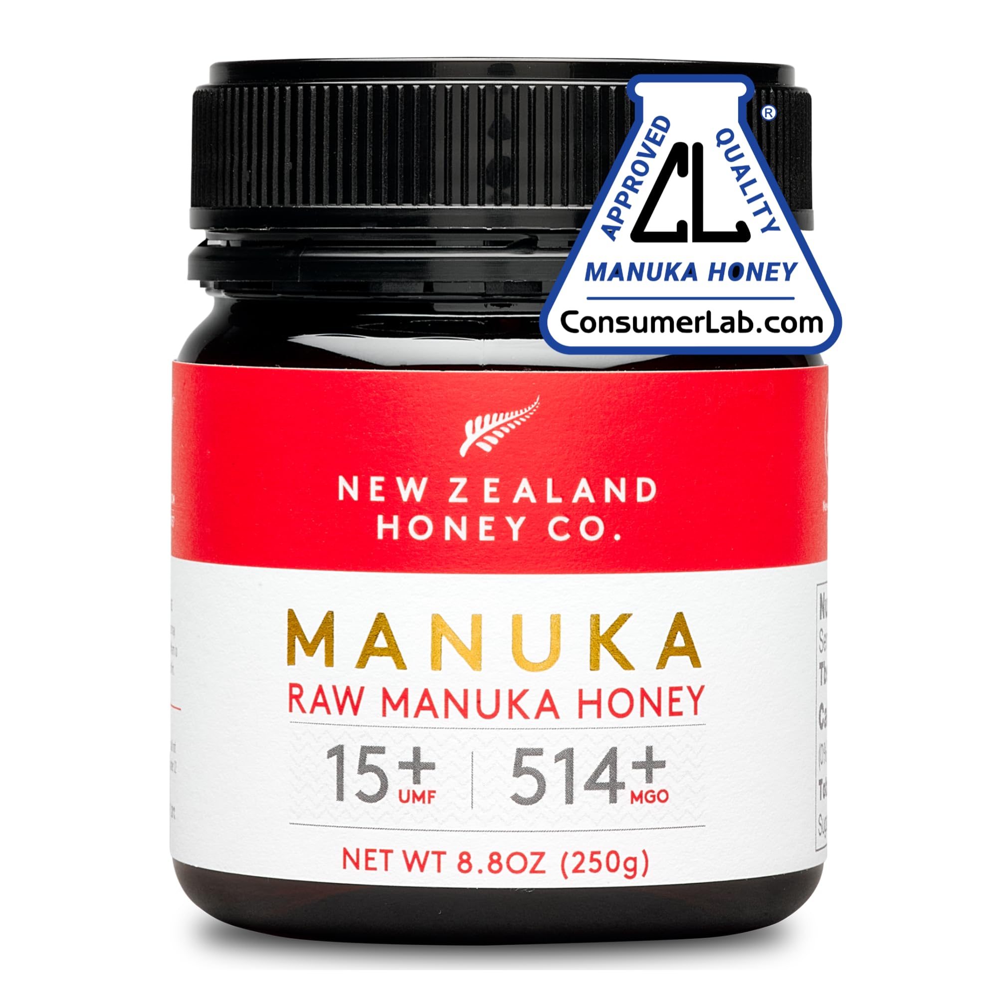 Raw Manuka Honey UMF 15+ MGO 514+, UMF Certified, 3rd Party Tested, 8.8oz