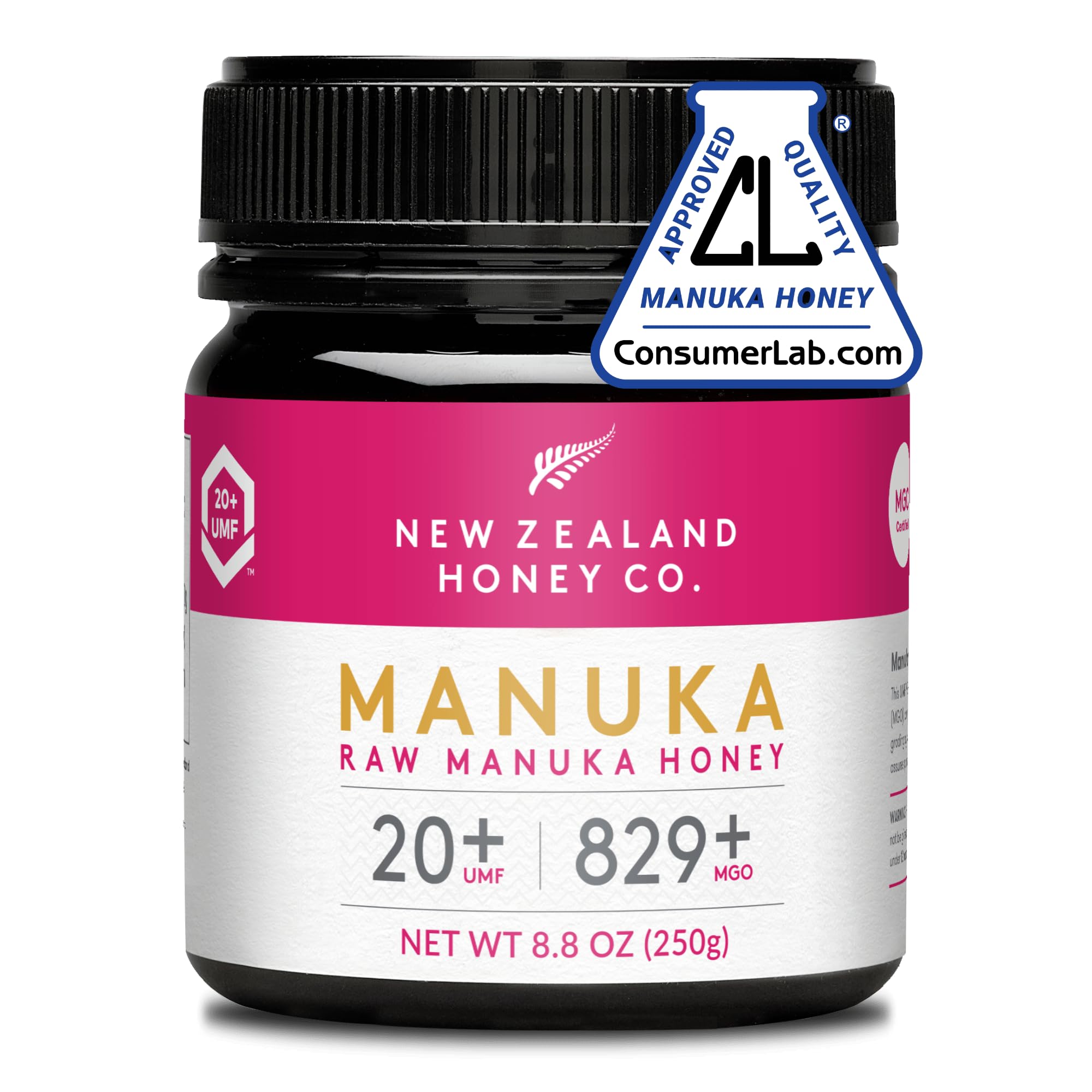 Raw Manuka Honey UMF 20+ MGO 829+, UMF Certified, 3rd Party Tested, 8.8oz