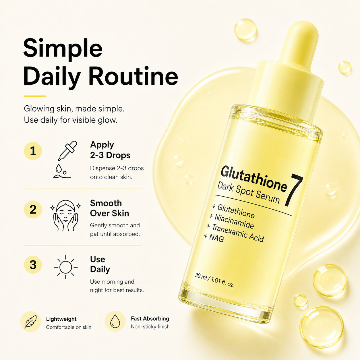 Press Dropper Glass Bottle Facial Essence