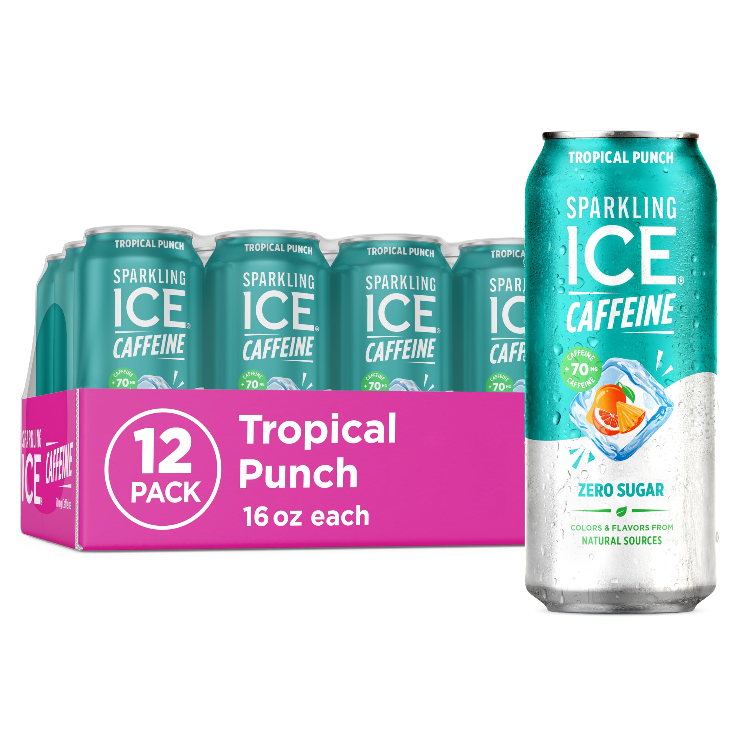 Sparkling Ice Caffeine Citrus Twist Sparkling Water with Caffeine, Zero Sugar, with Antioxidants and Vitamins,16 fl oz Cans (Pack Of 12)