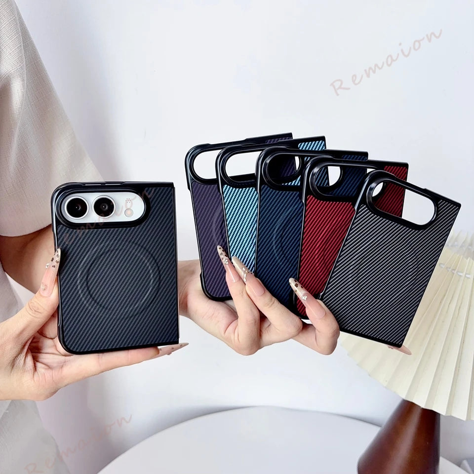 Fashion Carbon Fiber Magnetic Phone Case For iPhone Fold 18 DUO 18Fold Magsafe Official Shockproof Protector Cover 18DUO