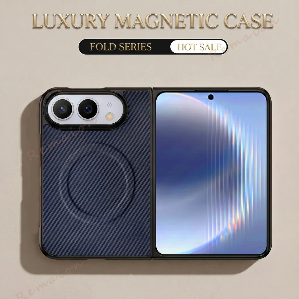 Fashion Carbon Fiber Magnetic Phone Case For iPhone Fold 18 DUO 18Fold Magsafe Official Shockproof Protector Cover 18DUO
