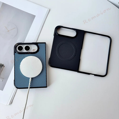 Fashion Carbon Fiber Magnetic Phone Case For iPhone Fold 18 DUO 18Fold Magsafe Official Shockproof Protector Cover 18DUO