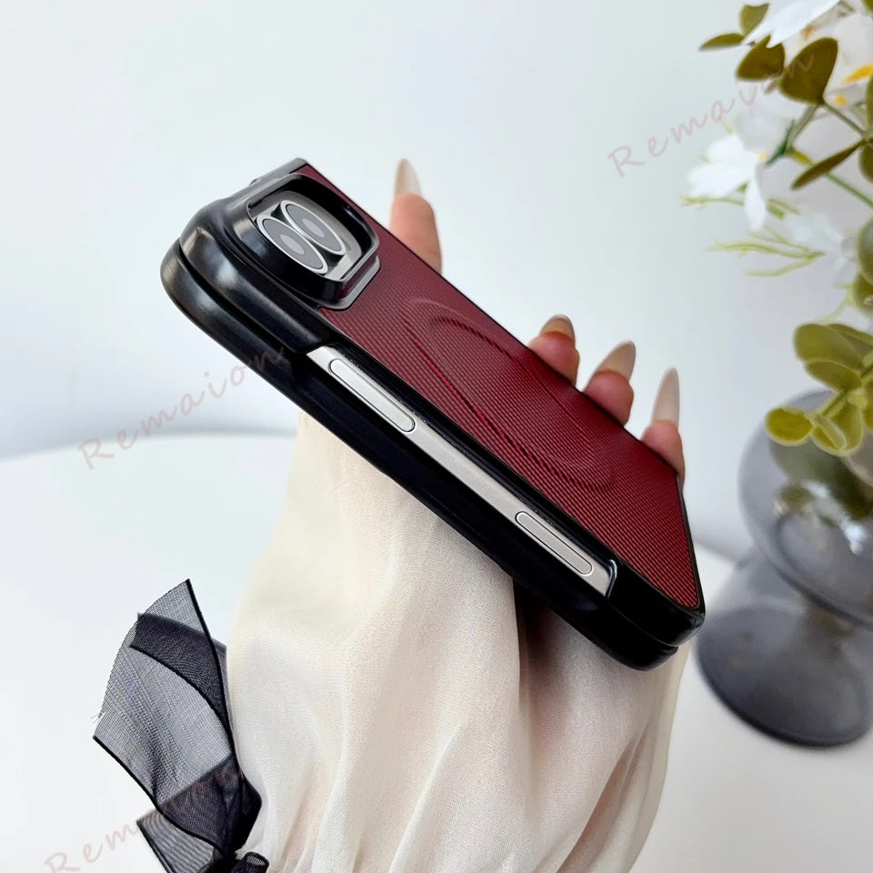 Fashion Carbon Fiber Magnetic Phone Case For iPhone Fold 18 DUO 18Fold Magsafe Official Shockproof Protector Cover 18DUO