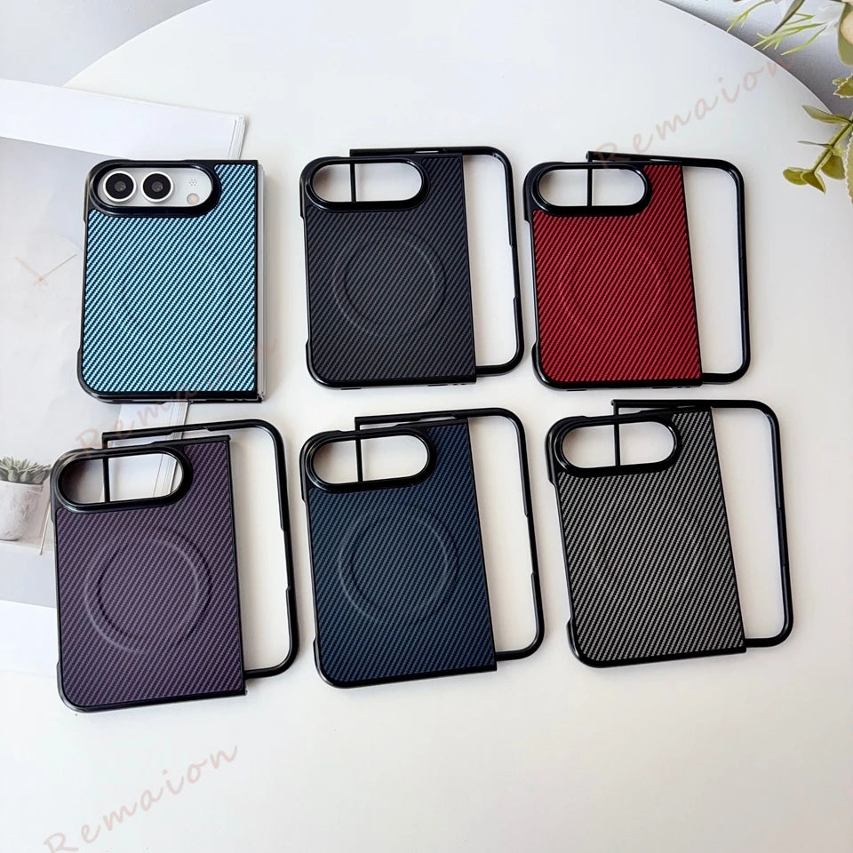 Fashion Carbon Fiber Magnetic Phone Case For iPhone Fold 18 DUO 18Fold Magsafe Official Shockproof Protector Cover 18DUO