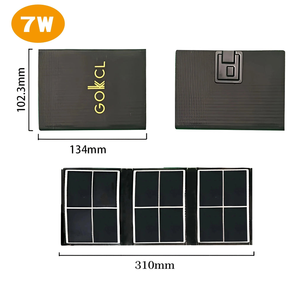 14W / 7W Portable Solar Panel Waterproof Solar Charger – Foldable Monocrystalline USB Charging Panel