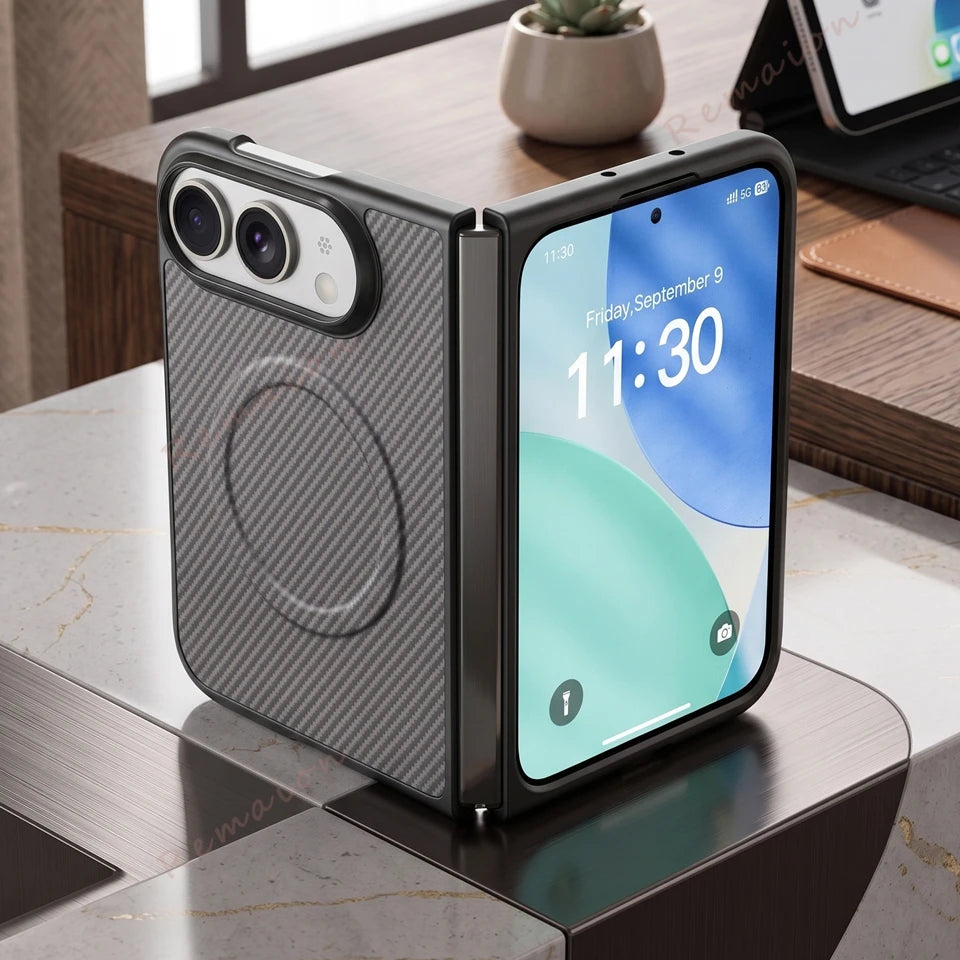 Fashion Carbon Fiber Magnetic Phone Case For iPhone Fold 18 DUO 18Fold Magsafe Official Shockproof Protector Cover 18DUO